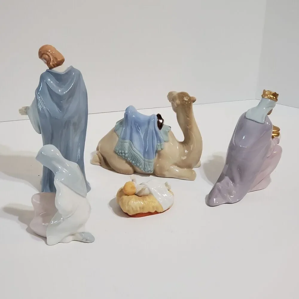 Avon Porcelain Nativity Set Signed O’Brien Bethlehem Jesus Mary Camel‎ Wiseman